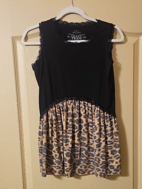 Crazy Train Black Lace Trim Tank Top
